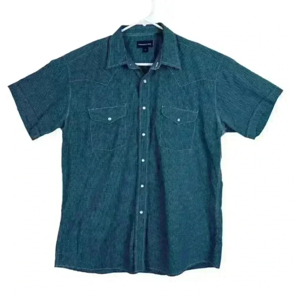 Panhandle Slim Pearl Snap‎ Shirt Men’s Size 17 Blue Western Rancher Cowboy Rodeo